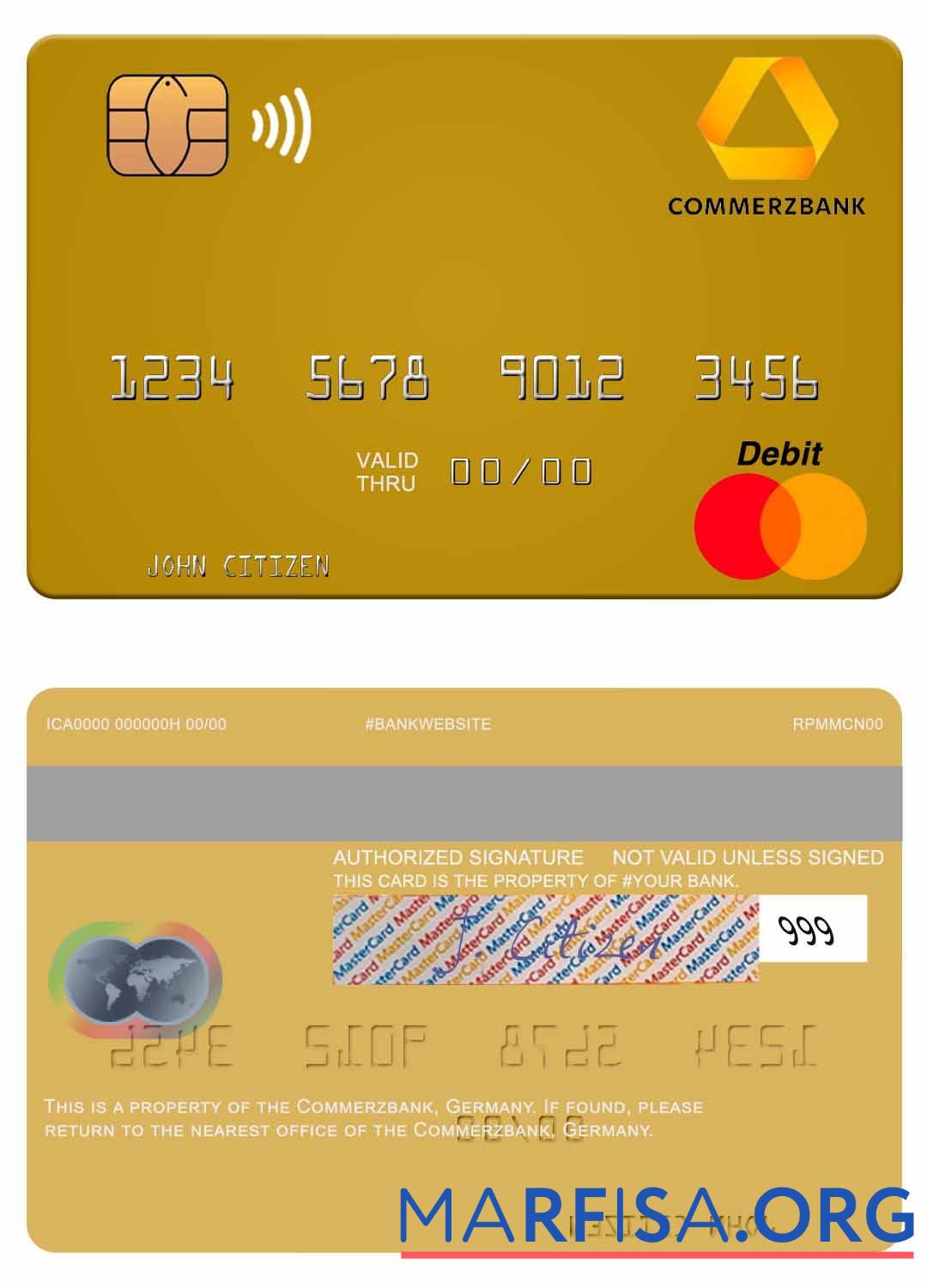 Германия Commerz Банковский mastercard предпросмотр