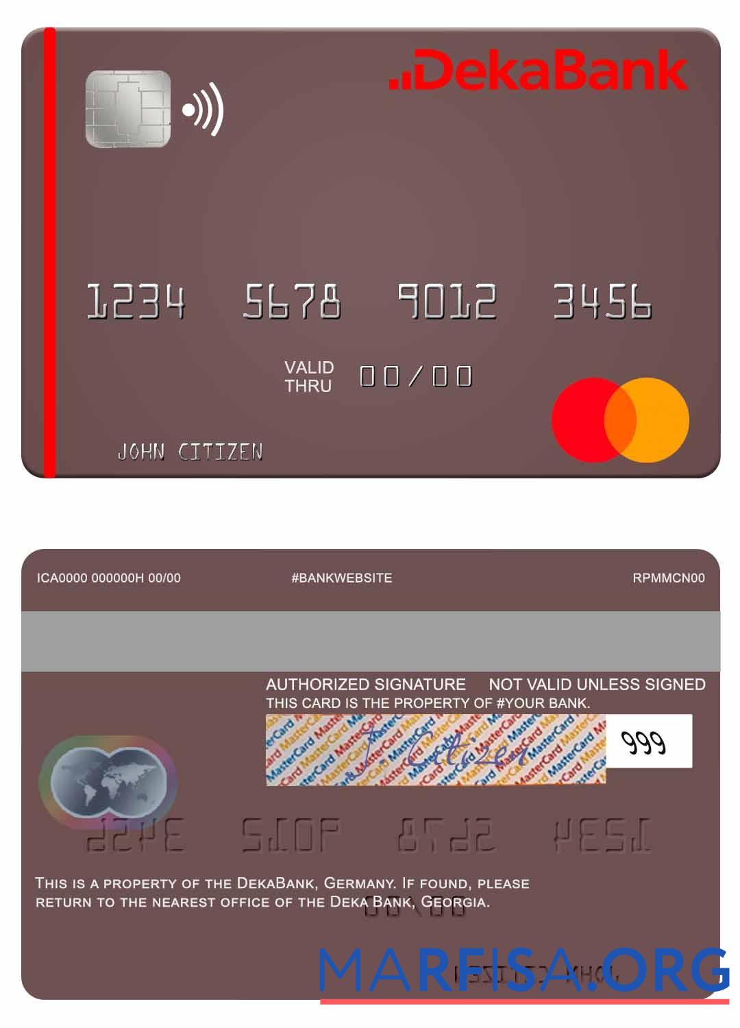 Германия Deka Банковский mastercard шаблон