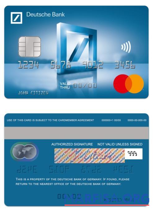 Германия Deutsche Банковский Дебет mastercard дизайн