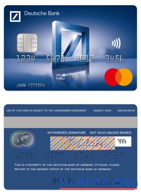 Германия Deutsche Банковский standart mastercard предпросмотр