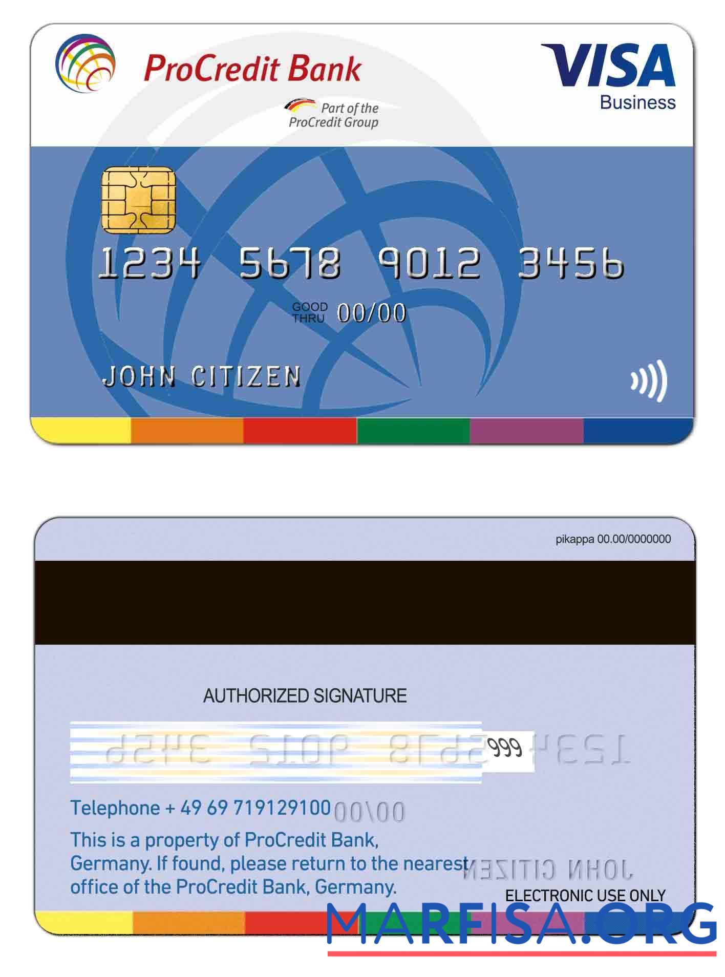 Германия ProCredit Банковский Виза Бизнес шаблон