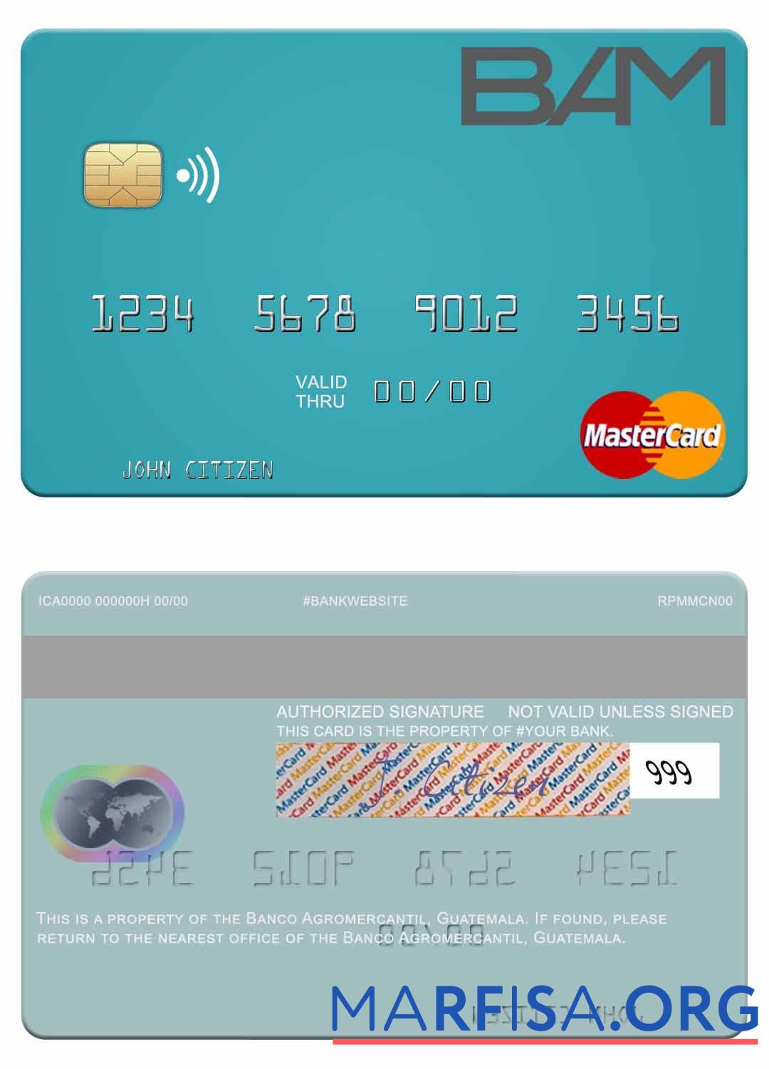 Гватемала Banco Agromercantil mastercard дизайн