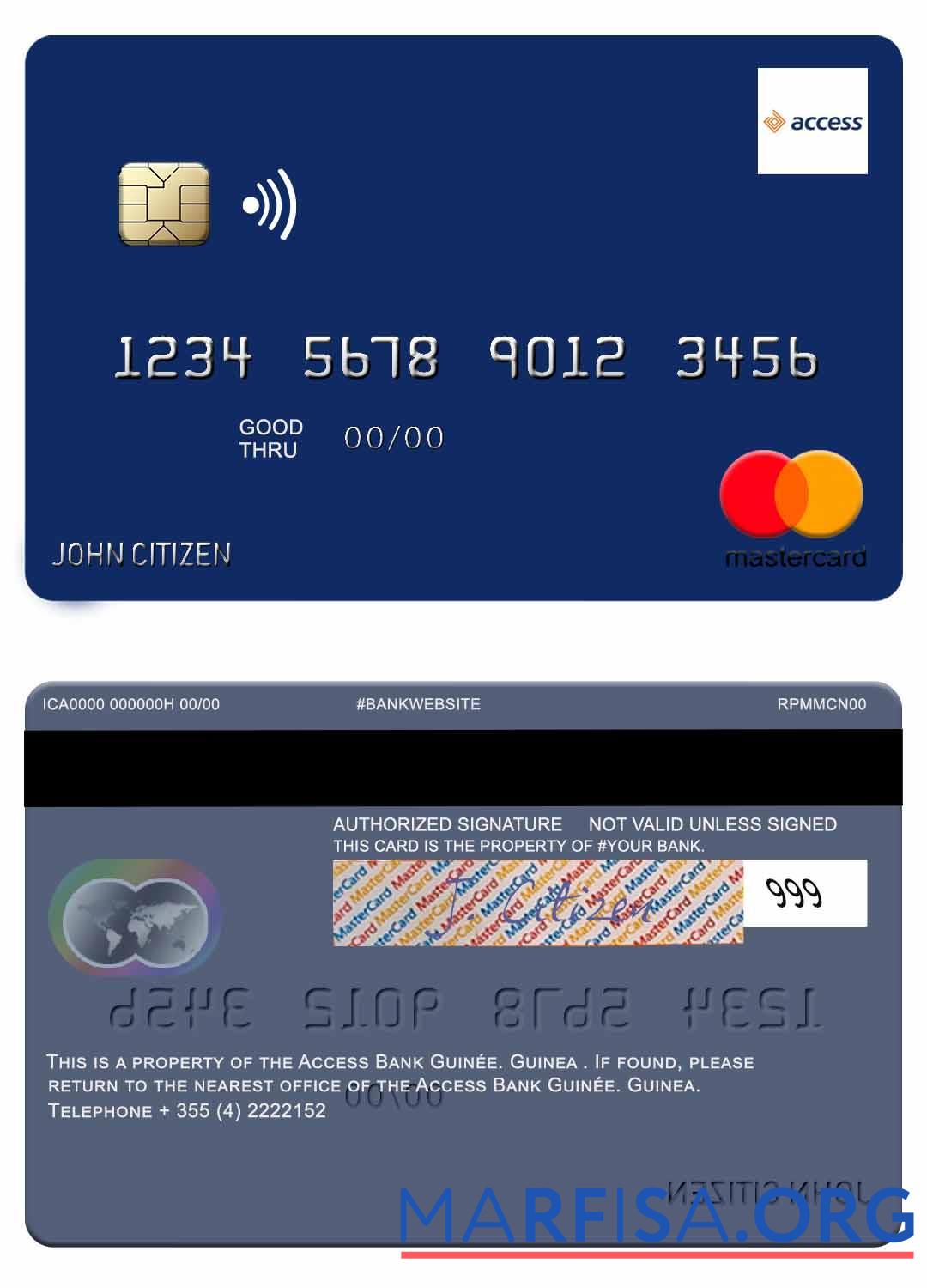 Гвинея Access Банковский Guine╠üe mastercard шаблон