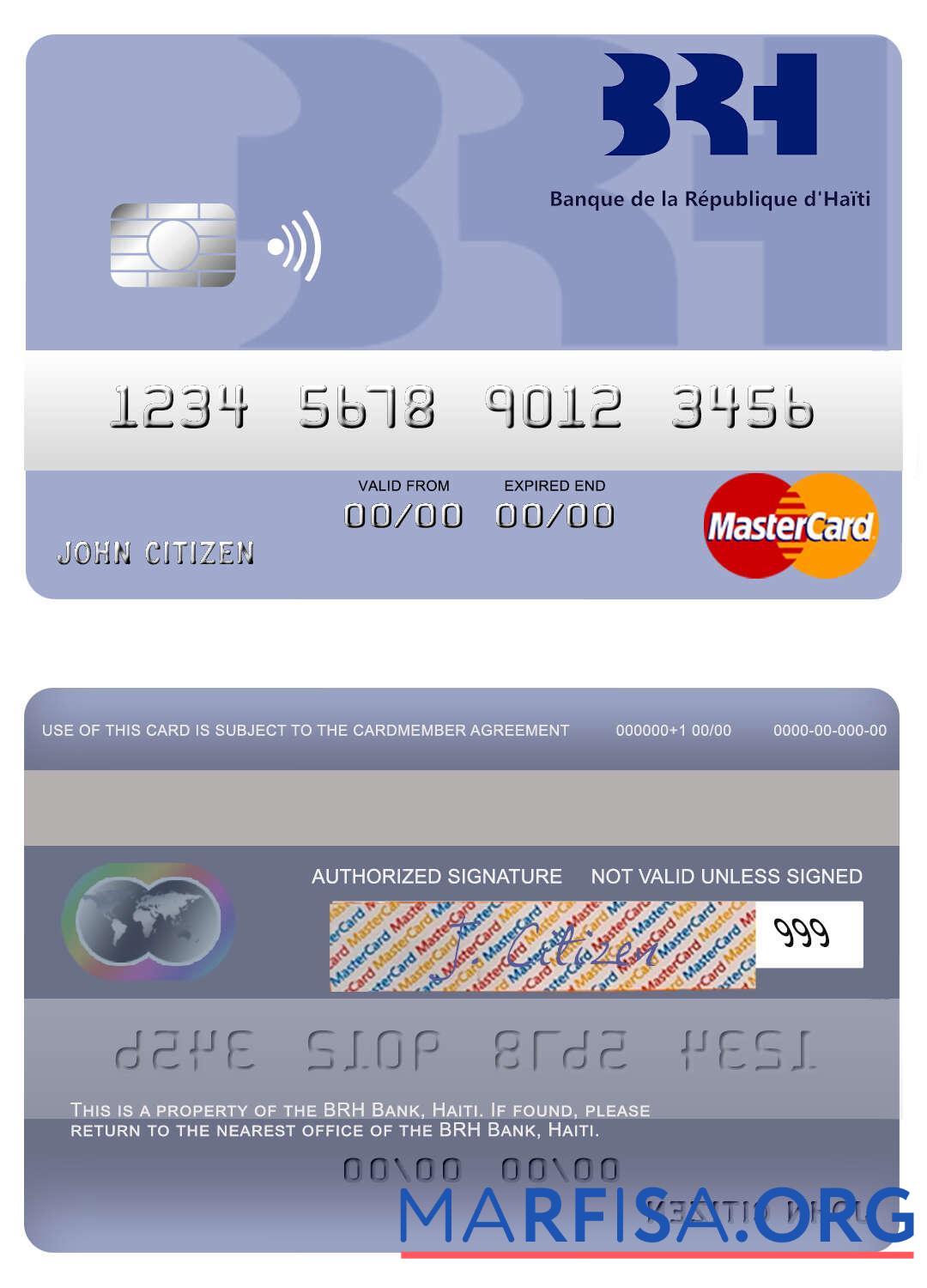 Гаити BRH Банковский mastercard предпросмотр
