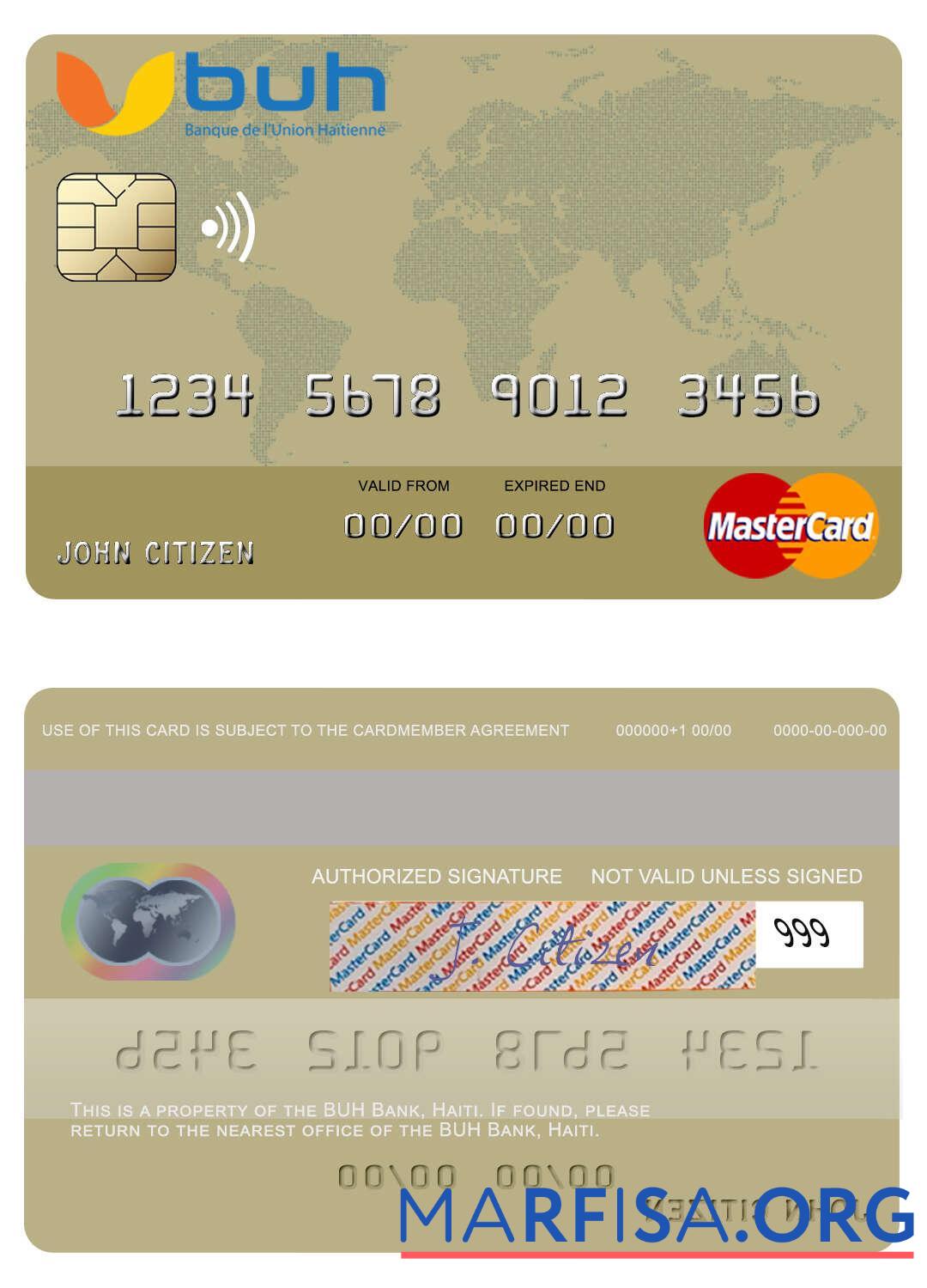 Гаити BUH Банковский mastercard дизайн