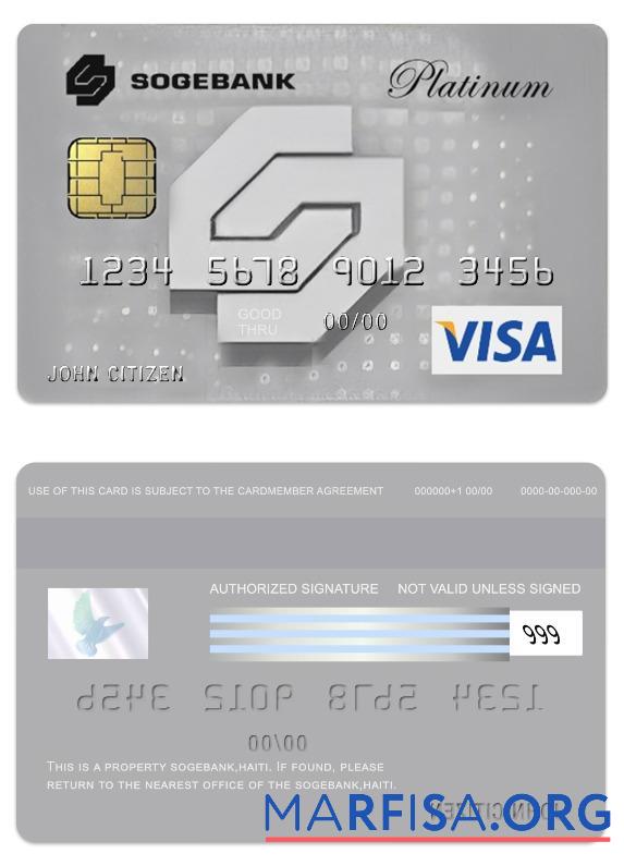 Гаити SogeBank Виза platinum Карта образец