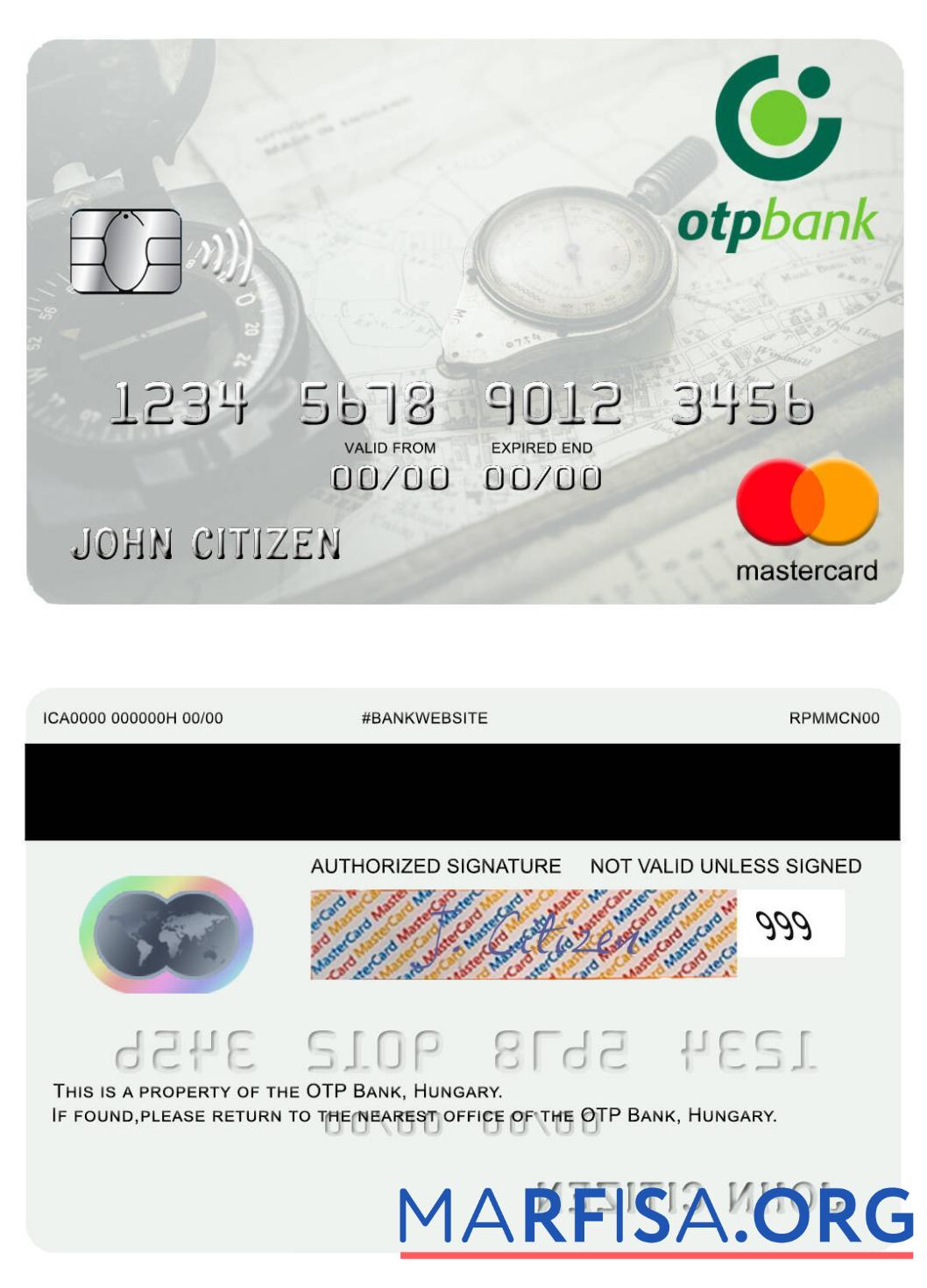 Венгрия OTP Банковский mastercard образец