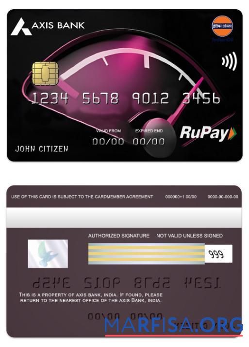 Индия Axis Банковский IOCL RuPay Кредит Карта дизайн