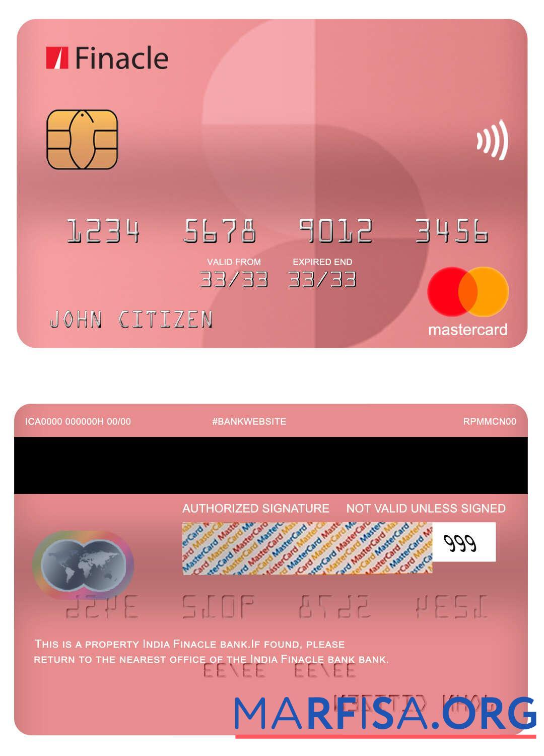 Индия Finacle Банковский mastercard шаблон