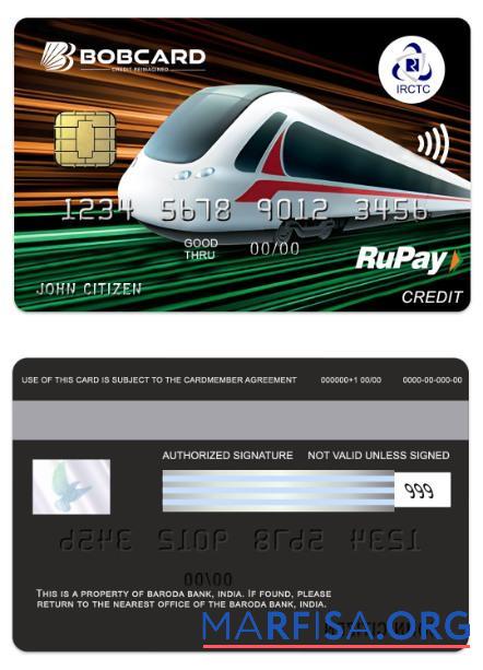 Индия The Baroda Банковский Bobcard IRCTC RuPay Кредит Карта предпросмотр
