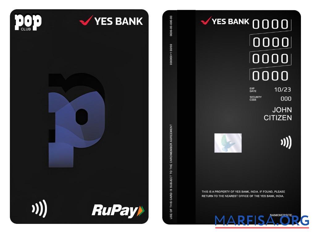 Индия YES Банковский POP Club RuPay vertical Кредит Карта предпросмотр
