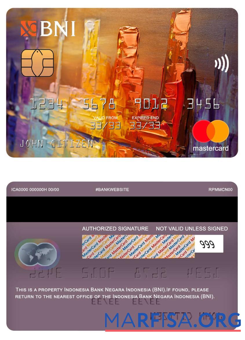 Индонезия Банковский Negara Индонезия (BNI) mastercard предпросмотр