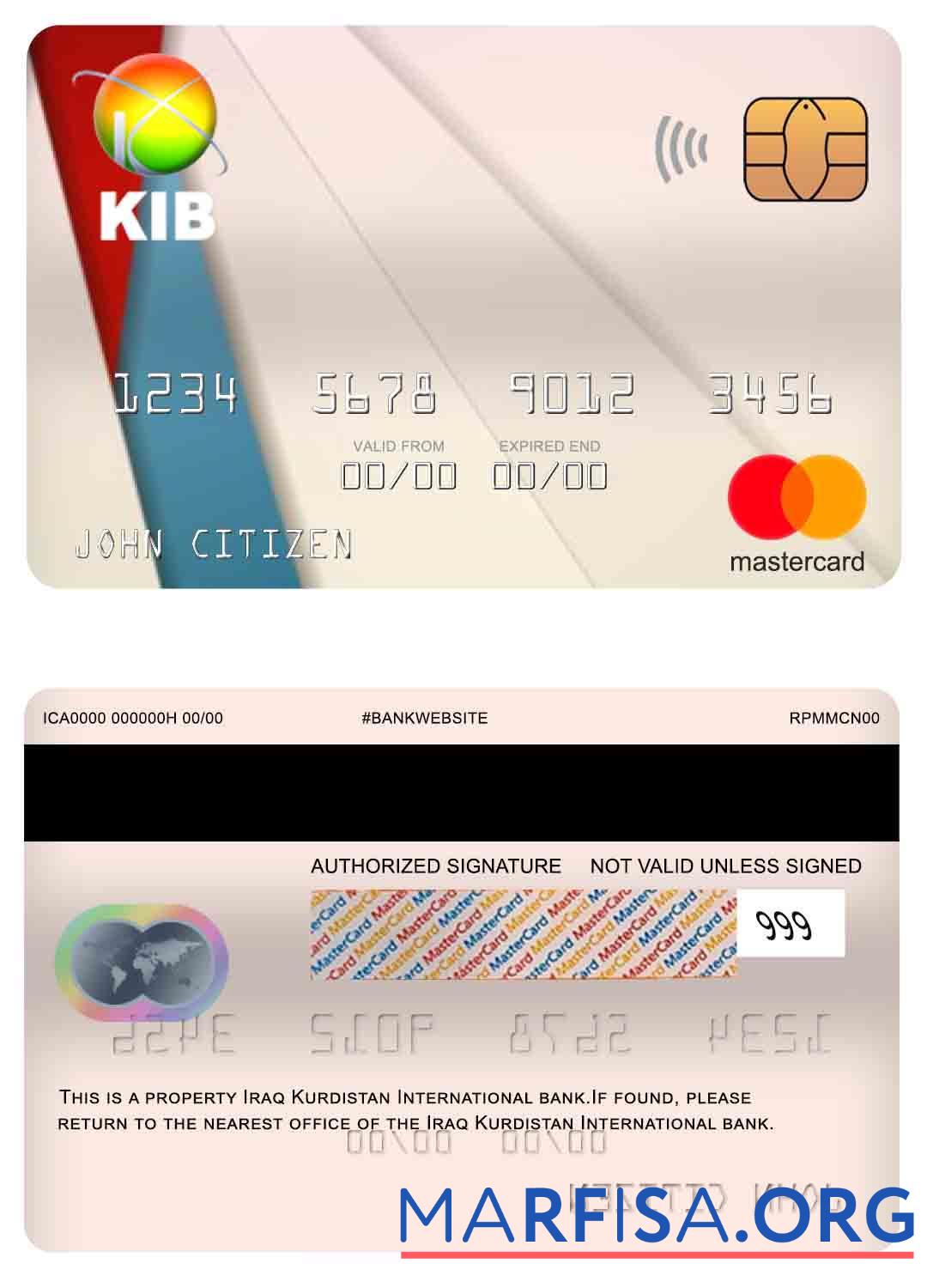 Ирак Kurdistan International Банковский mastercard дизайн