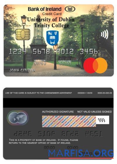 Ирландия Банковский of Ирландия Affinity Кредит mastercard макет