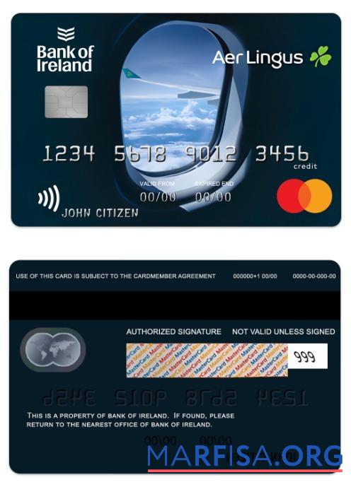 Ирландия Банковский of Ирландия air Кредит mastercard образец