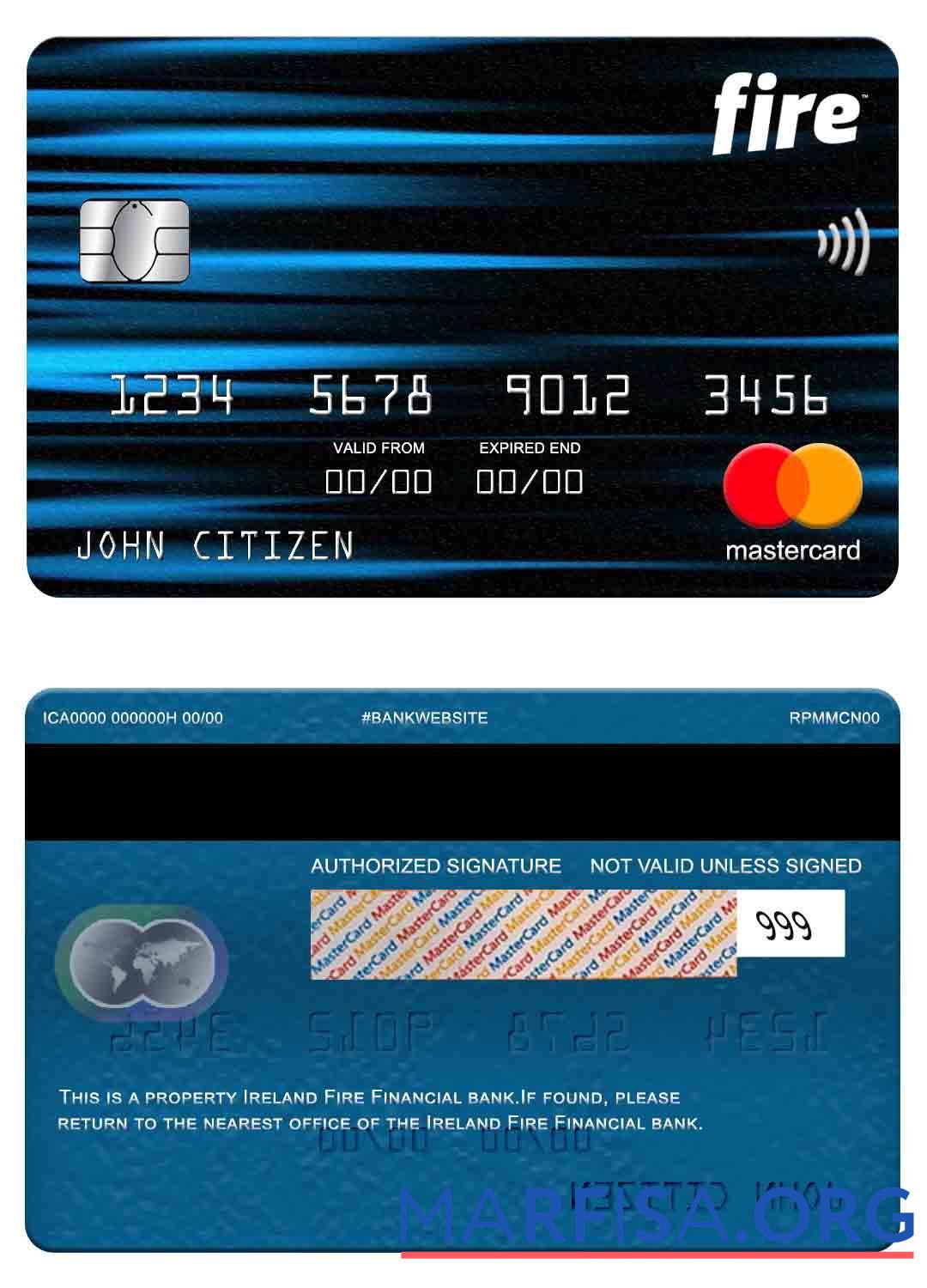 Ирландия Fire Financial Банковский mastercard предпросмотр