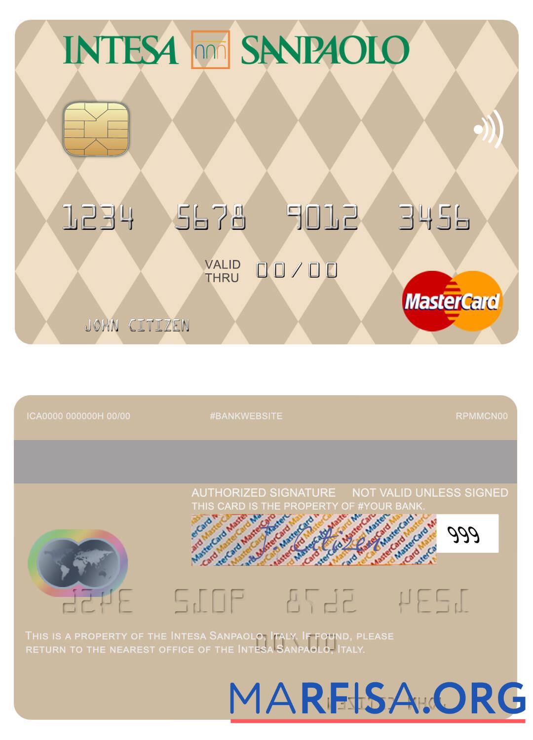 Италия Intesa Sanpaolo mastercard макет