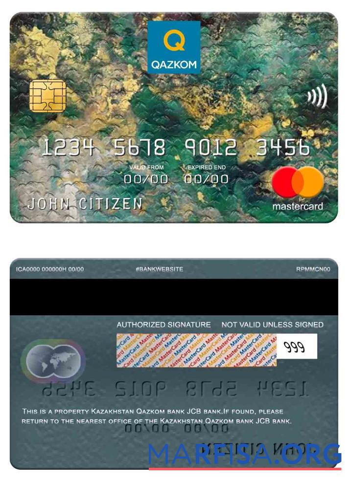 Казахстан Qazkom Банковский JCB Банковский mastercard предпросмотр