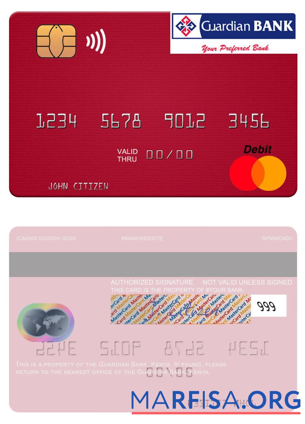 Кения Guardian Банковский mastercard шаблон