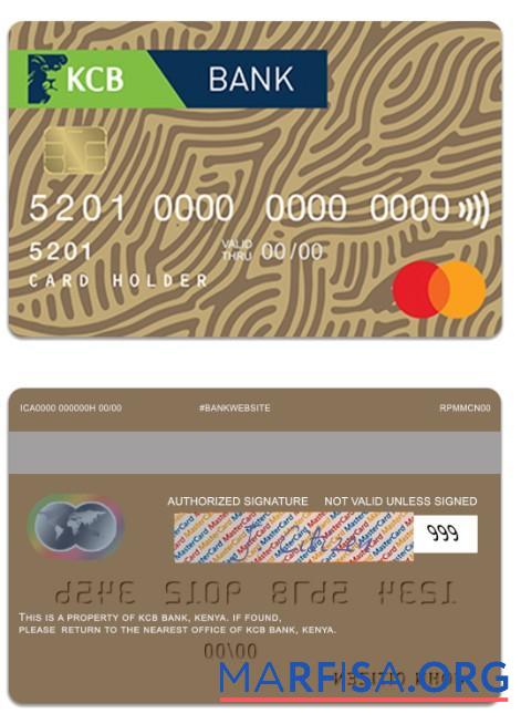Кения KCB Банковский gold mastercard шаблон