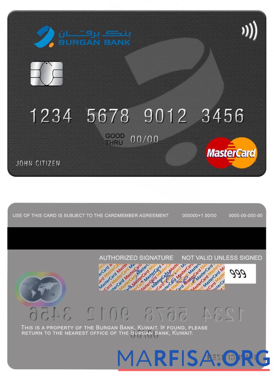 Кувейт Burgan Банковский mastercard образец