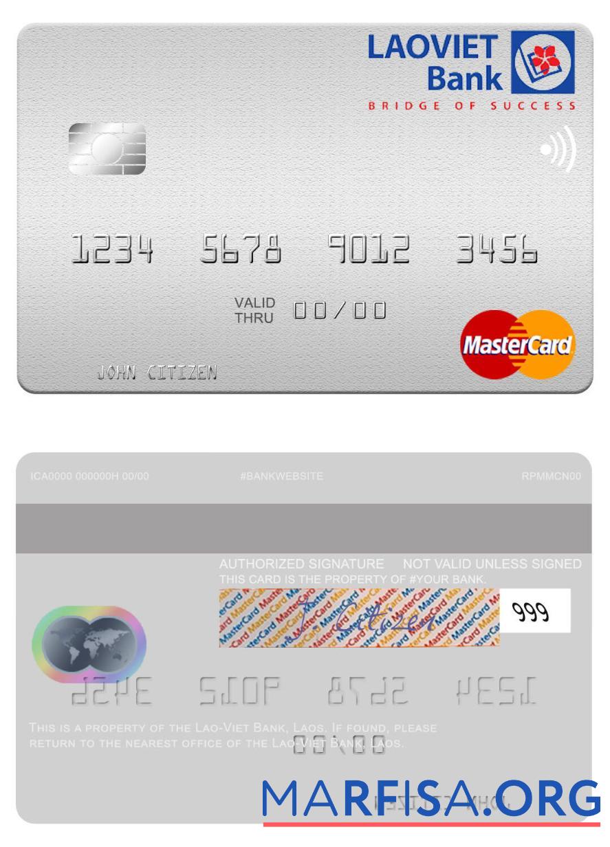 Лаос Lao Viet Банковский mastercard образец