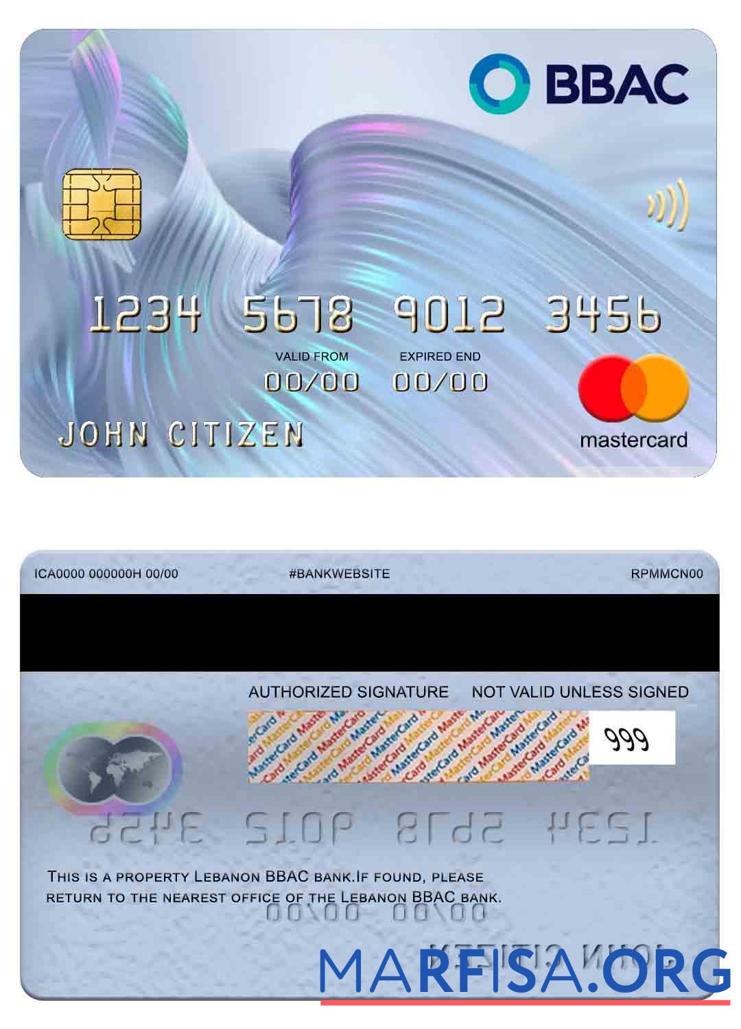Ливан BBAC Банковский mastercard предпросмотр