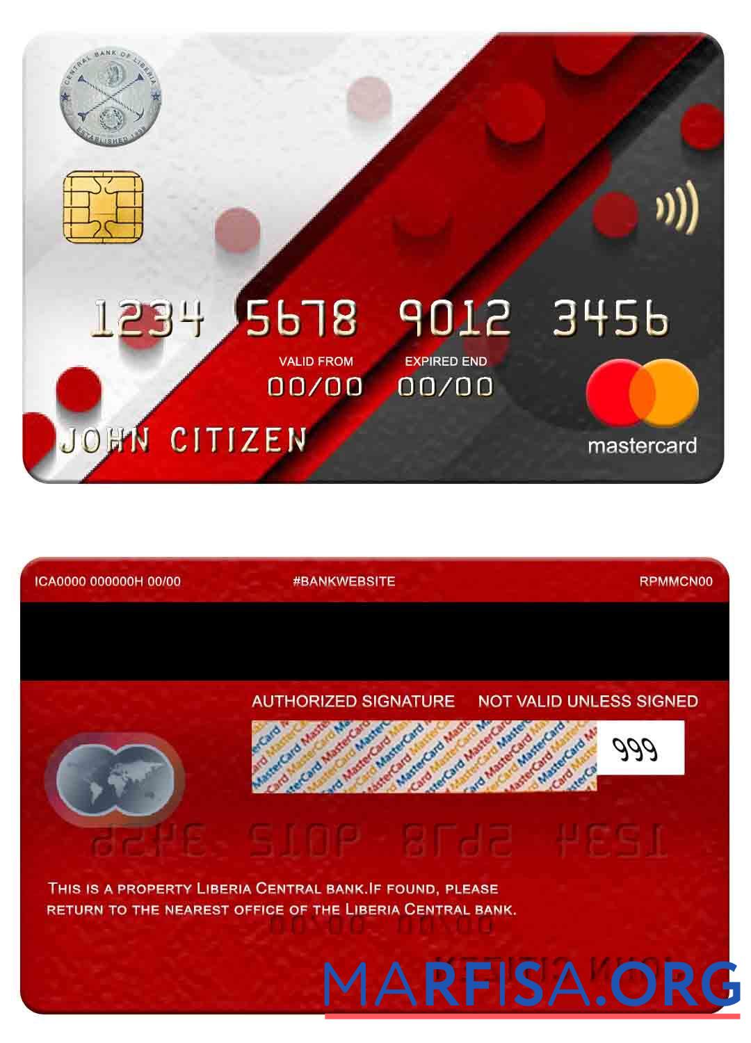 Либерия Central Банковский mastercard предпросмотр