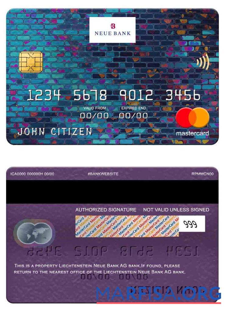 Лихтенштейн Neue Банковский AG Банковский mastercard предпросмотр
