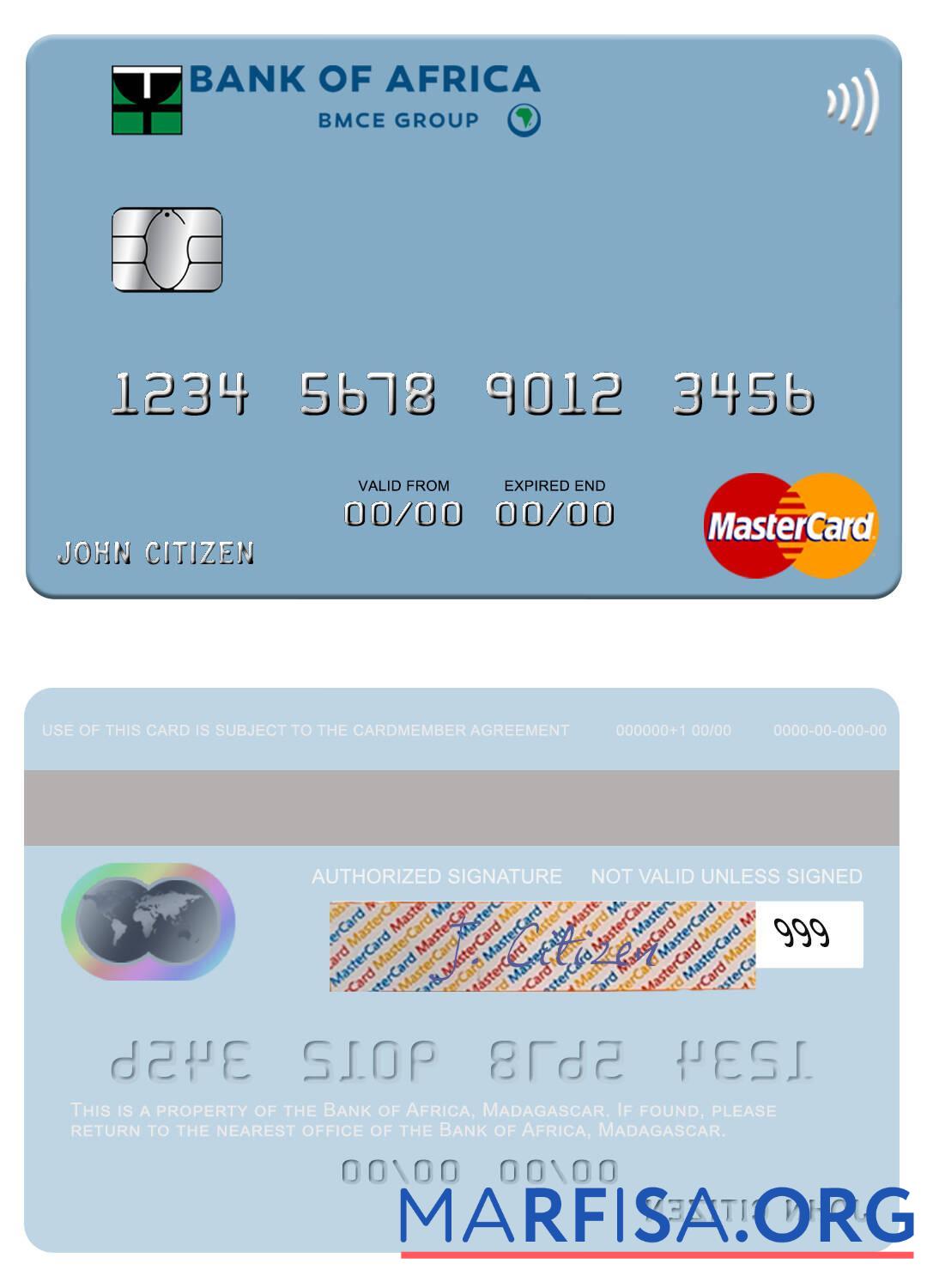 Мадагаскар Банковский of Africa mastercard макет