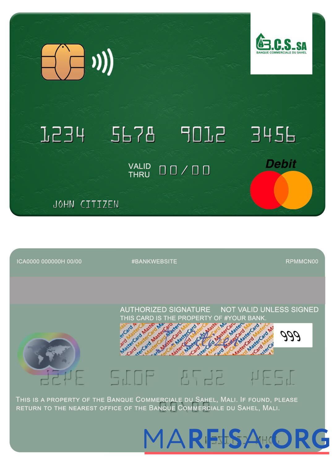 Мали Banque Commerciale du Sahel mastercard макет