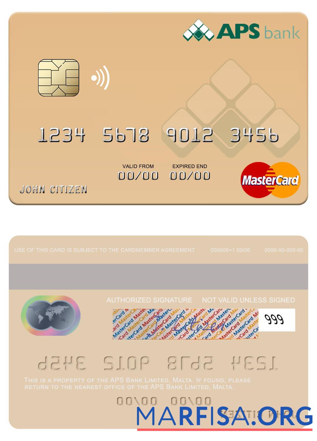 Мальта APS Банковский Limited mastercard предпросмотр