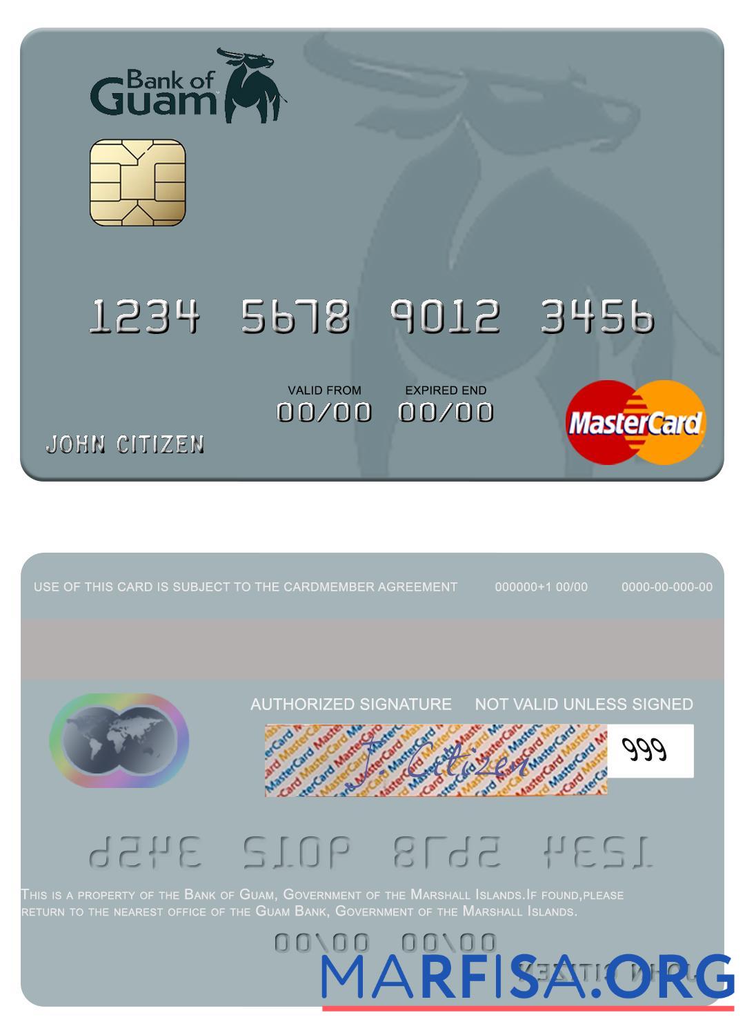 Маршалловы Острова Банковский of Guam mastercard образец