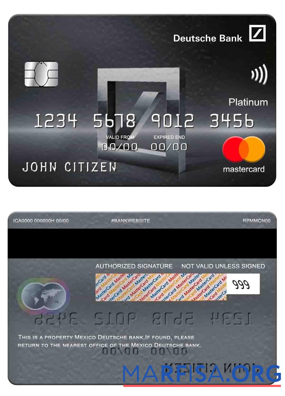 Мексика Deutsche Банковский mastercard platinum образец