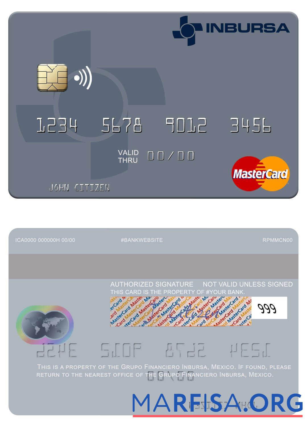 Мексика Grupo Financiero Inbursa mastercard макет
