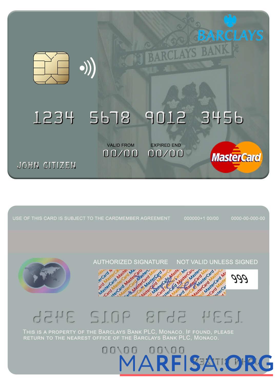 Монако Barclays Банковский PLC mastercard предпросмотр