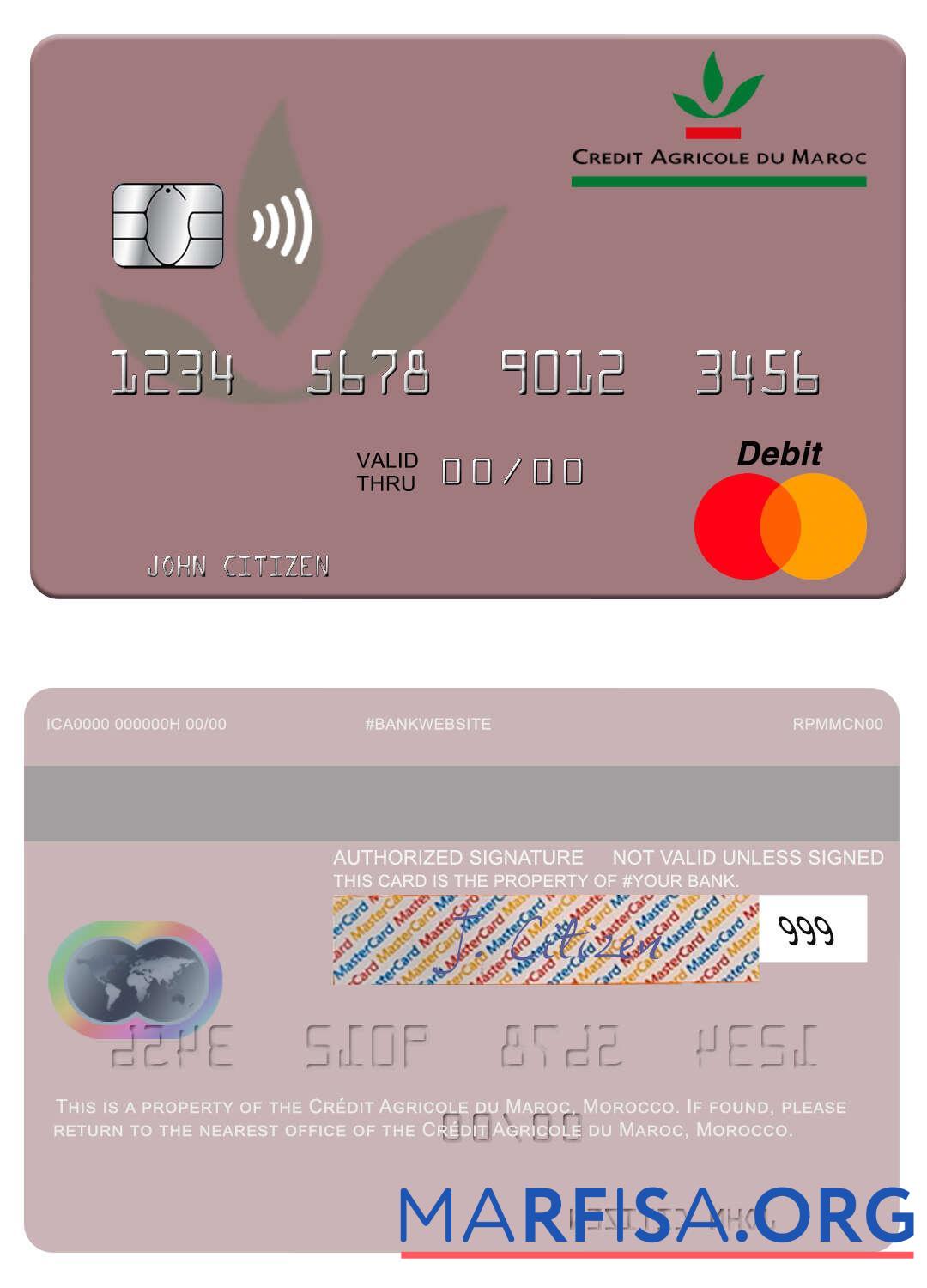Марокко Cre╠üdit Agricole du Maroc mastercard шаблон