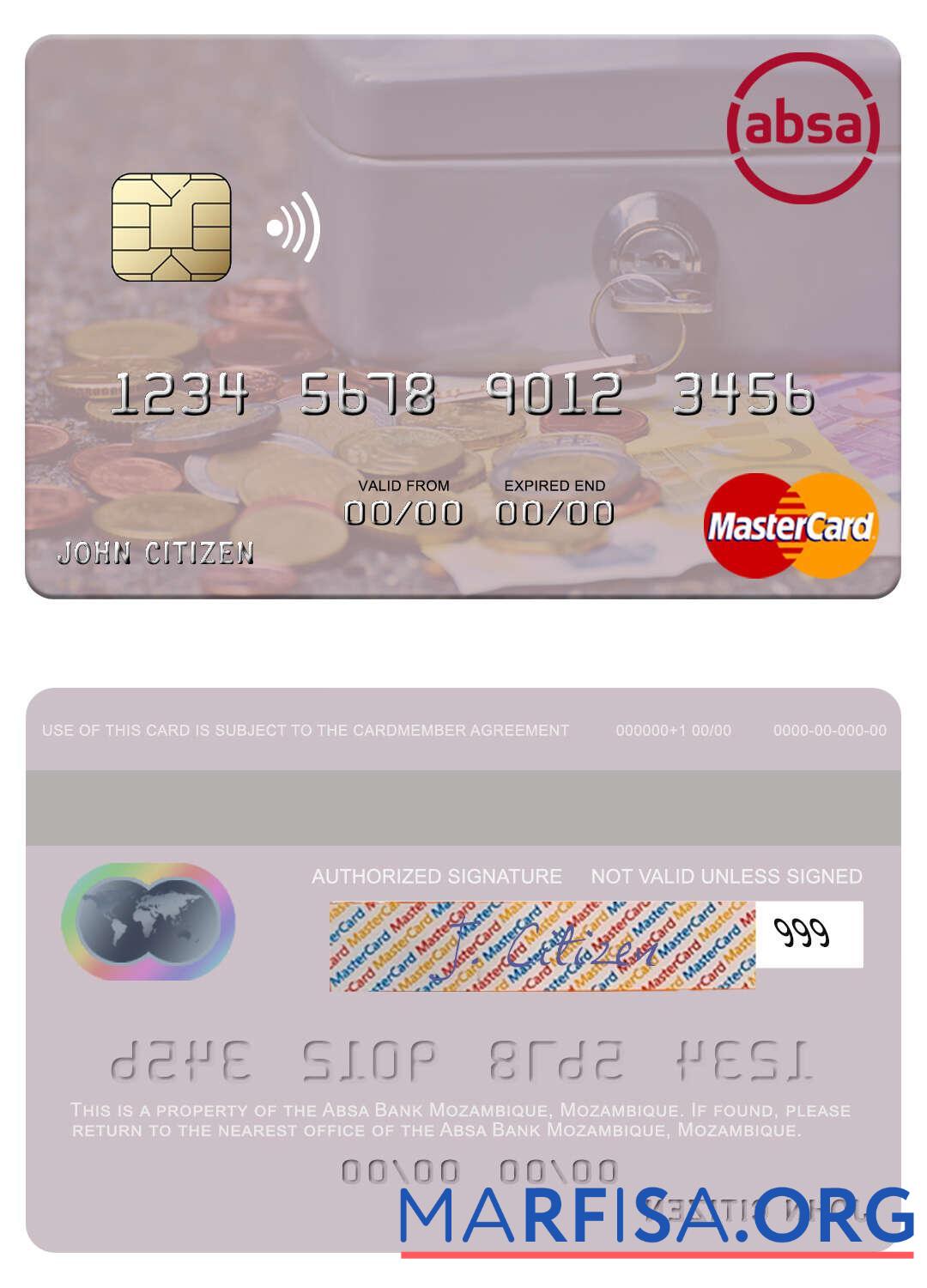 Мозамбик Absa Банковский Мозамбик mastercard дизайн