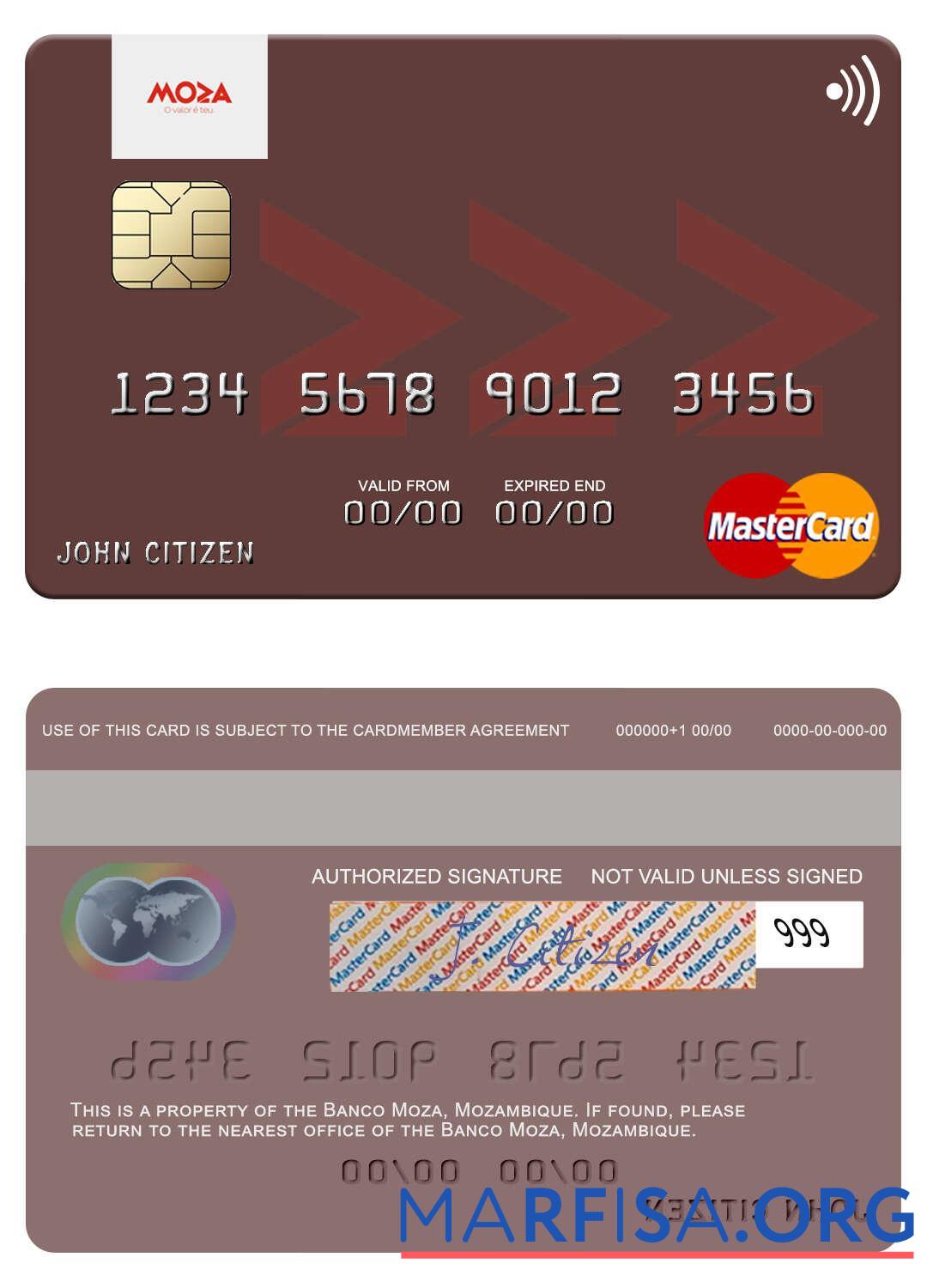 Мозамбик Banco Moza mastercard дизайн