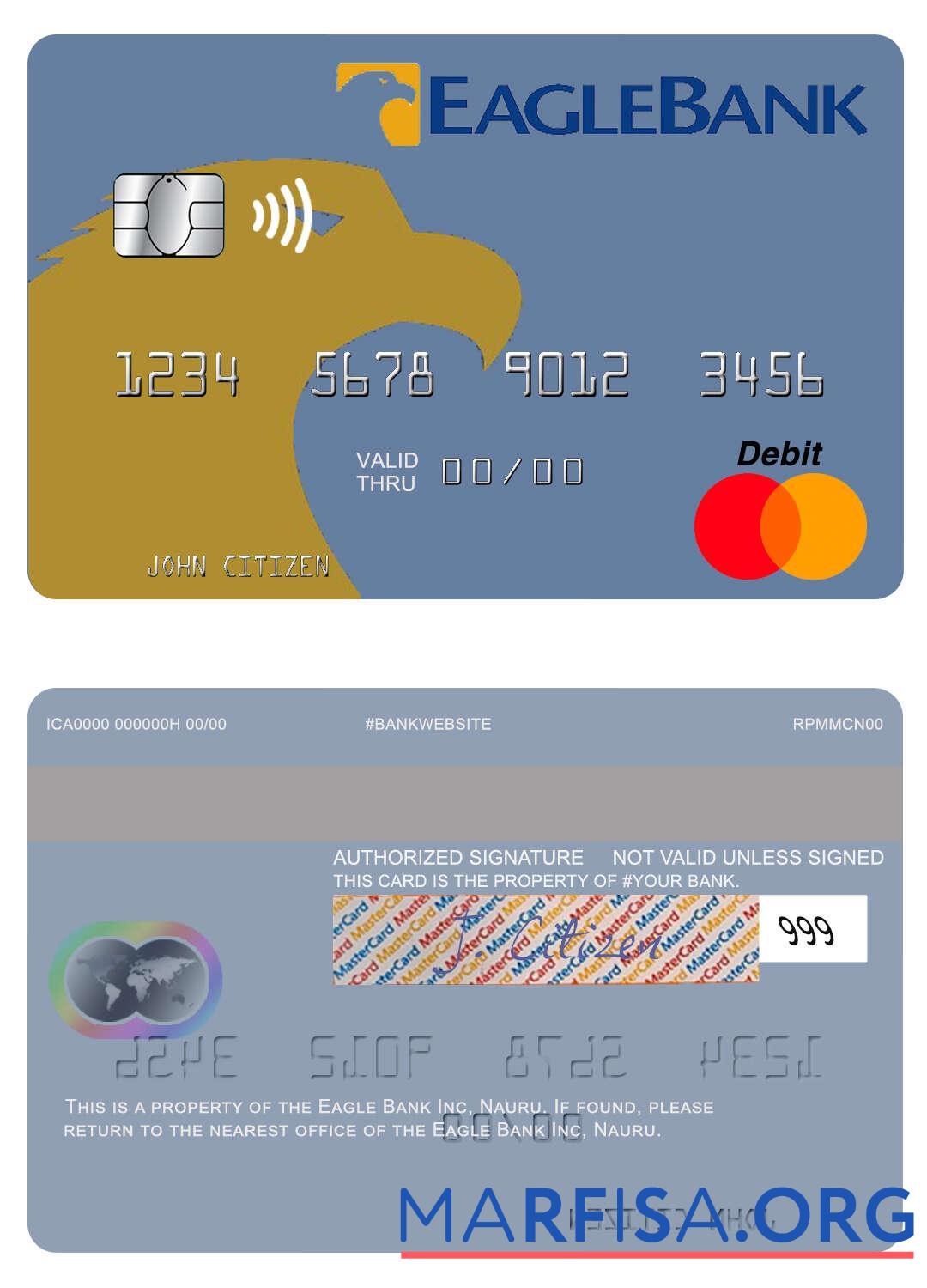 Науру Eagle Банковский Inc mastercard макет