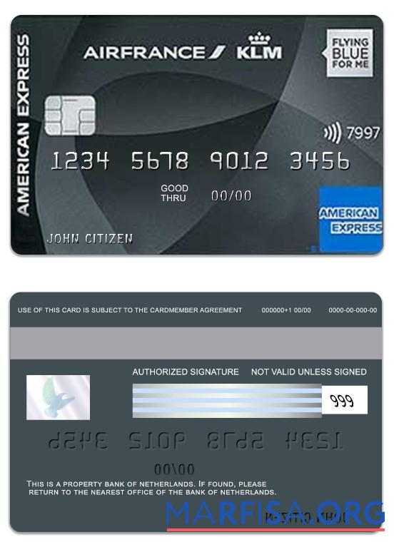 Нидерланды Банковский of Нидерланды American Express Flying синий Platinum дизайн