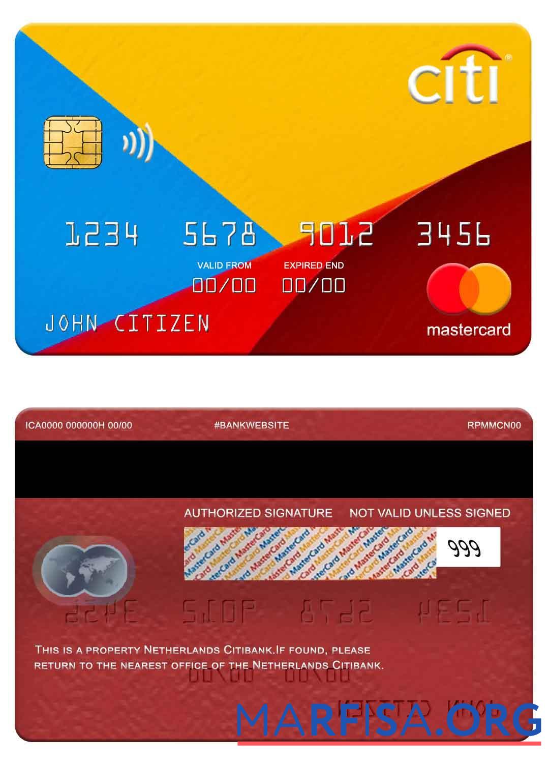 Нидерланды Citibank mastercard предпросмотр