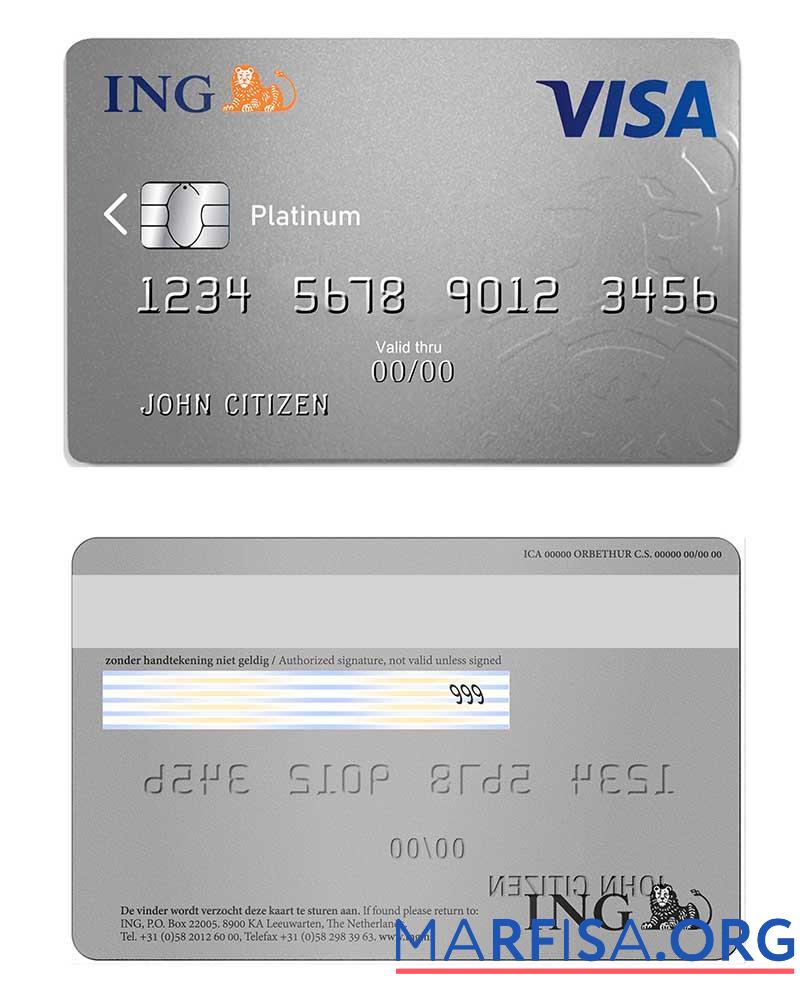 Нидерланды ING Банковский Виза Карта platinum образец