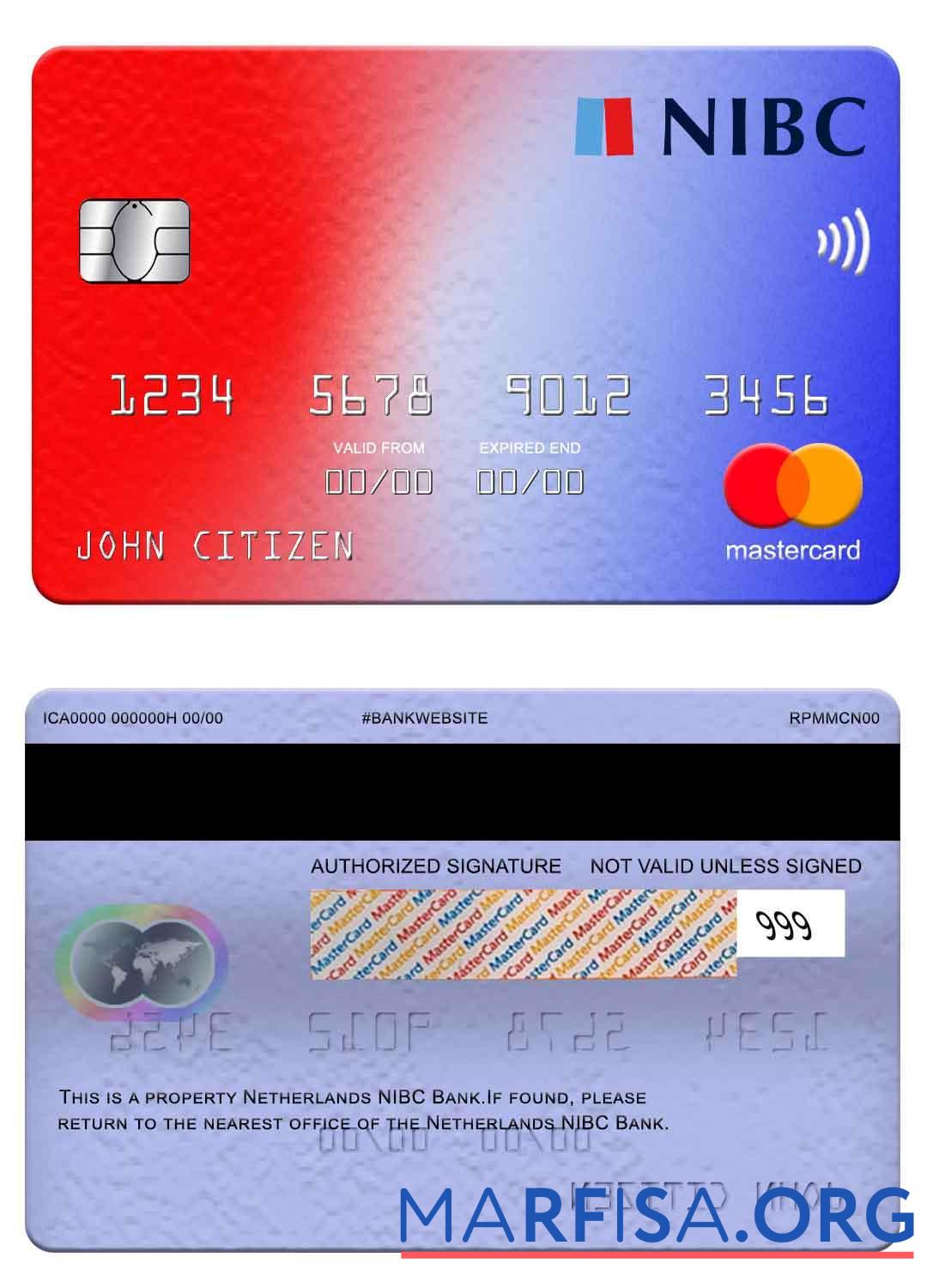 Нидерланды NIBC Банковский mastercard дизайн