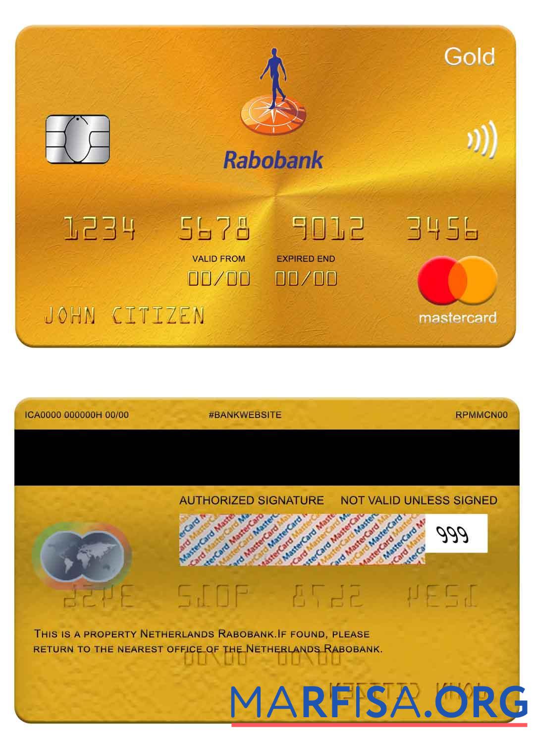 Нидерланды Rabobank mastercard gold дизайн