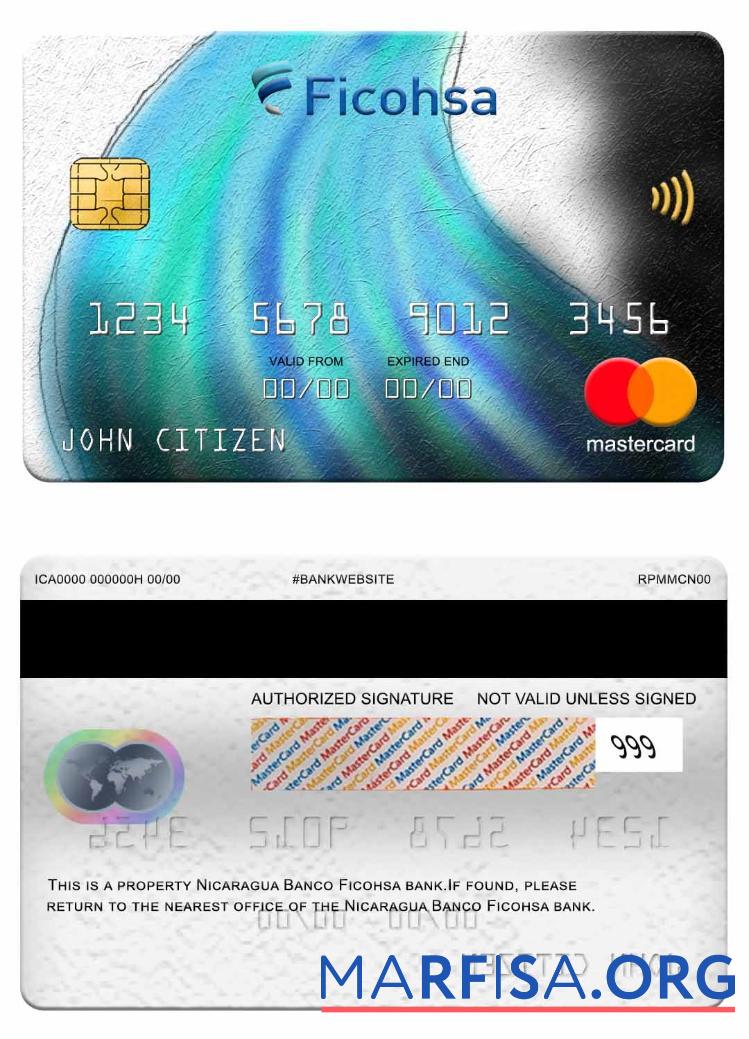 Никарагуа Banco Ficohsa Банковский mastercard макет