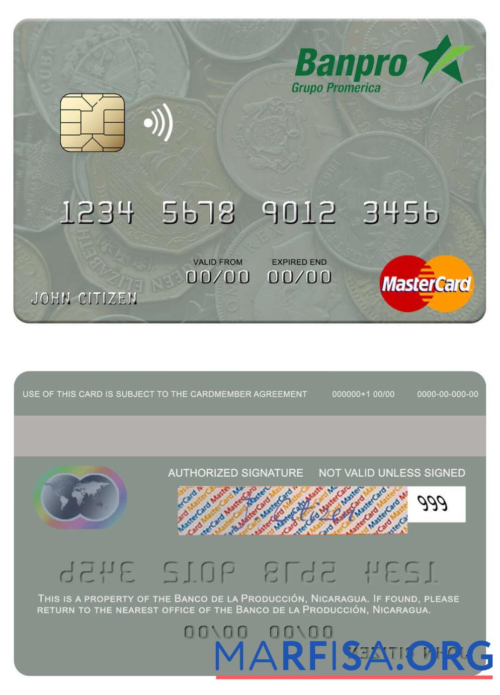 Никарагуа Banco de la Produccio╠ün mastercard предпросмотр