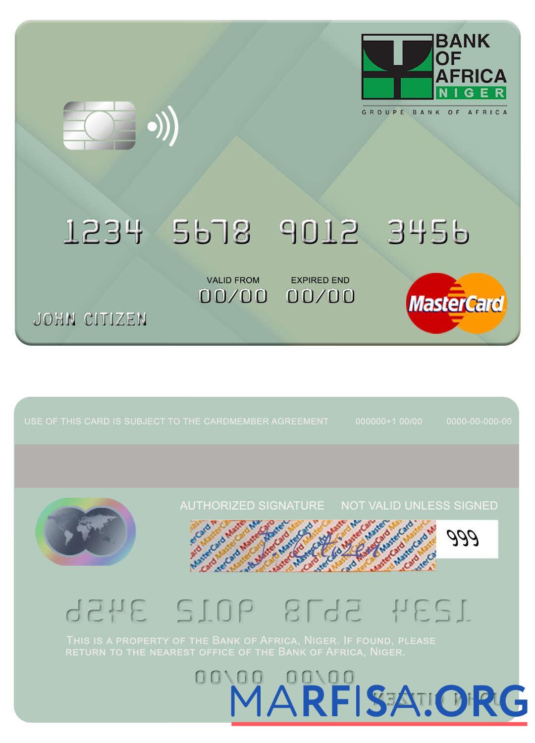 Нигер Банковский of Africa mastercard дизайн