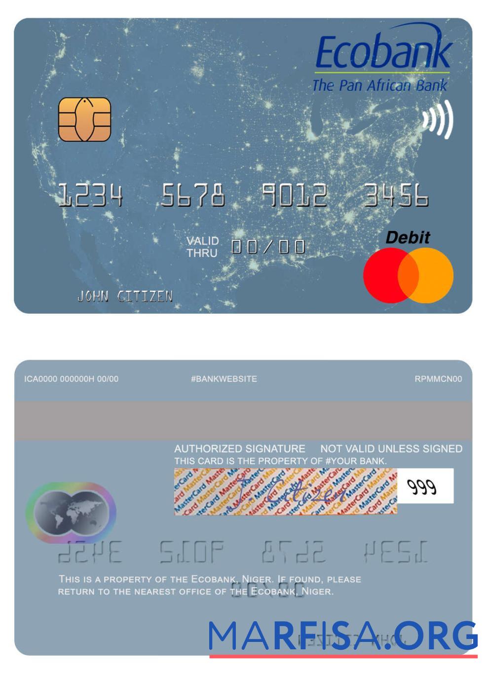 Нигер Ecobank mastercard шаблон