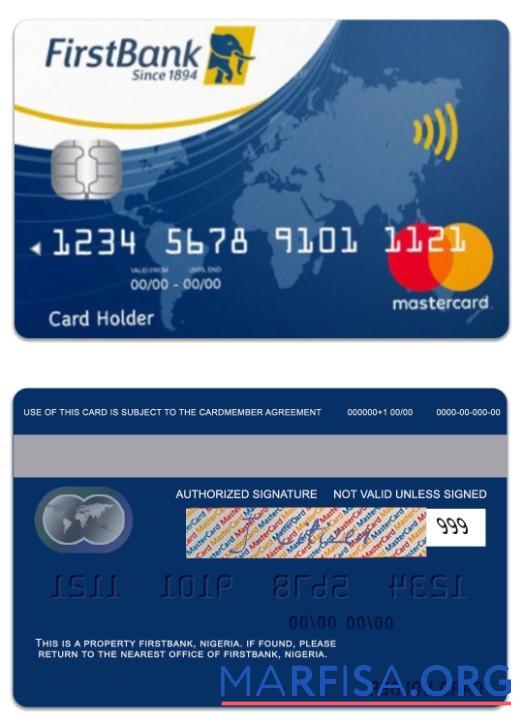 Нигерия FirstBank mastercard шаблон